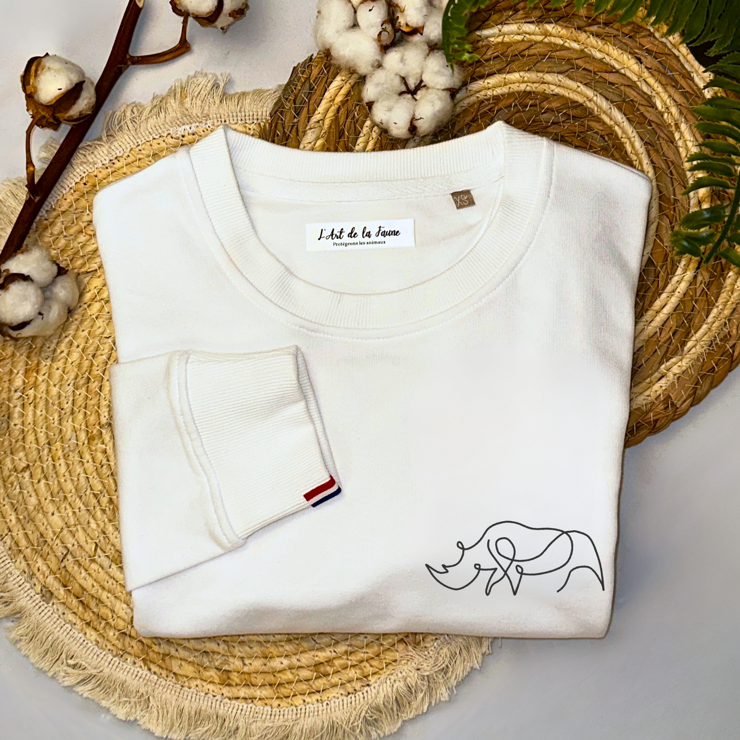 Sweat brodé Rhinocéros
