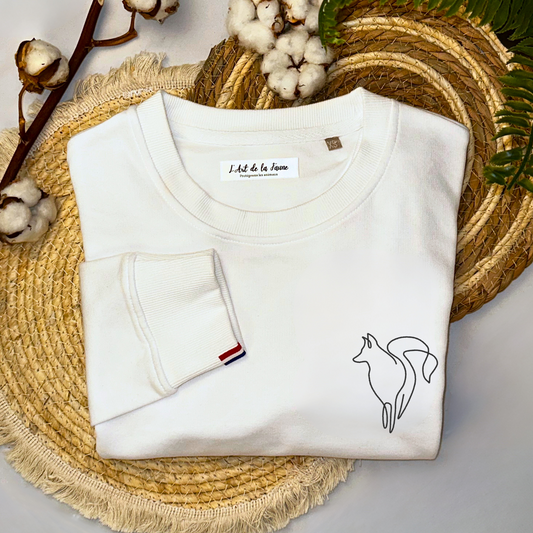 Sweat brodé d’un motif renard de L’Art de la Faune